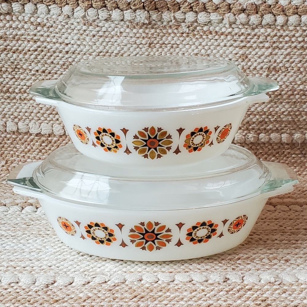 Vintage JAJ Floral Toledo Pattern Casserole Dish Set